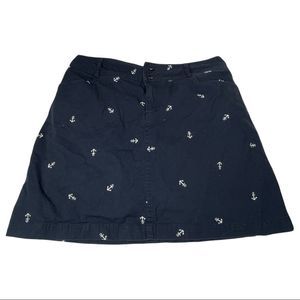 Christopher Banks Womens 10P Skort Skirt Navy Blue Anchors Nautical Boat